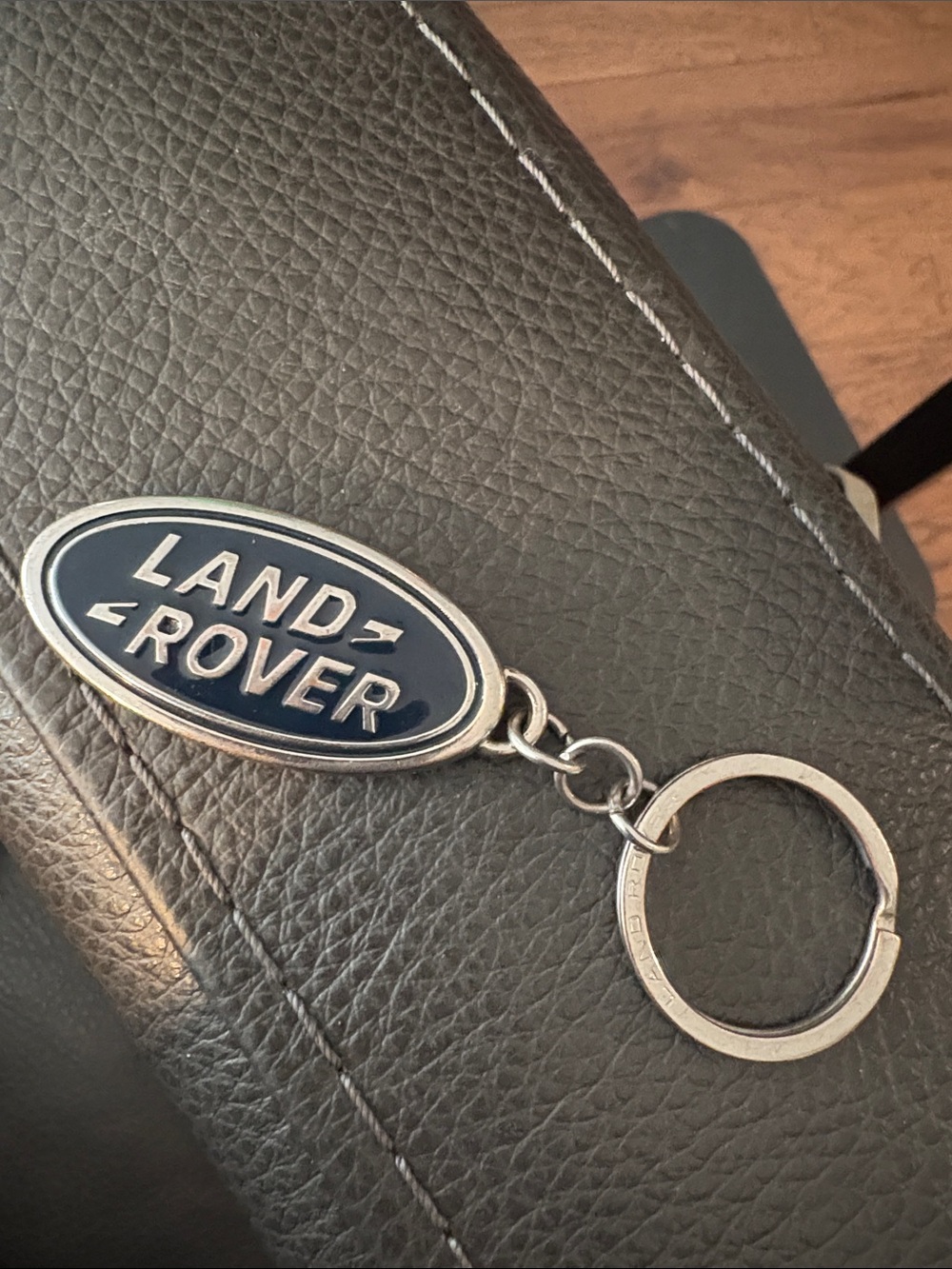 Metal Keychain in Navy and Silver